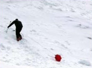 Rescuer walking to the red ball